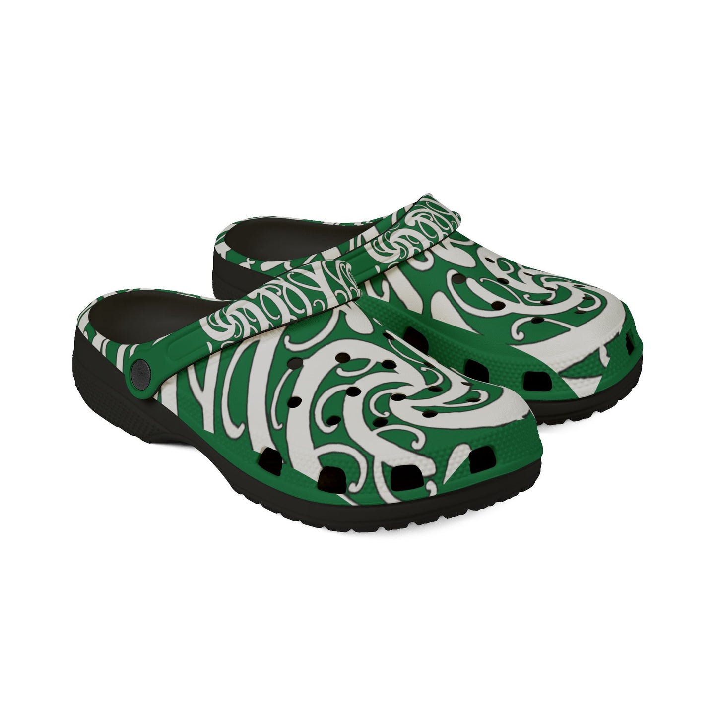 Sharx 1850 Parata Kiwa Green unique hand drawn design slip-ons