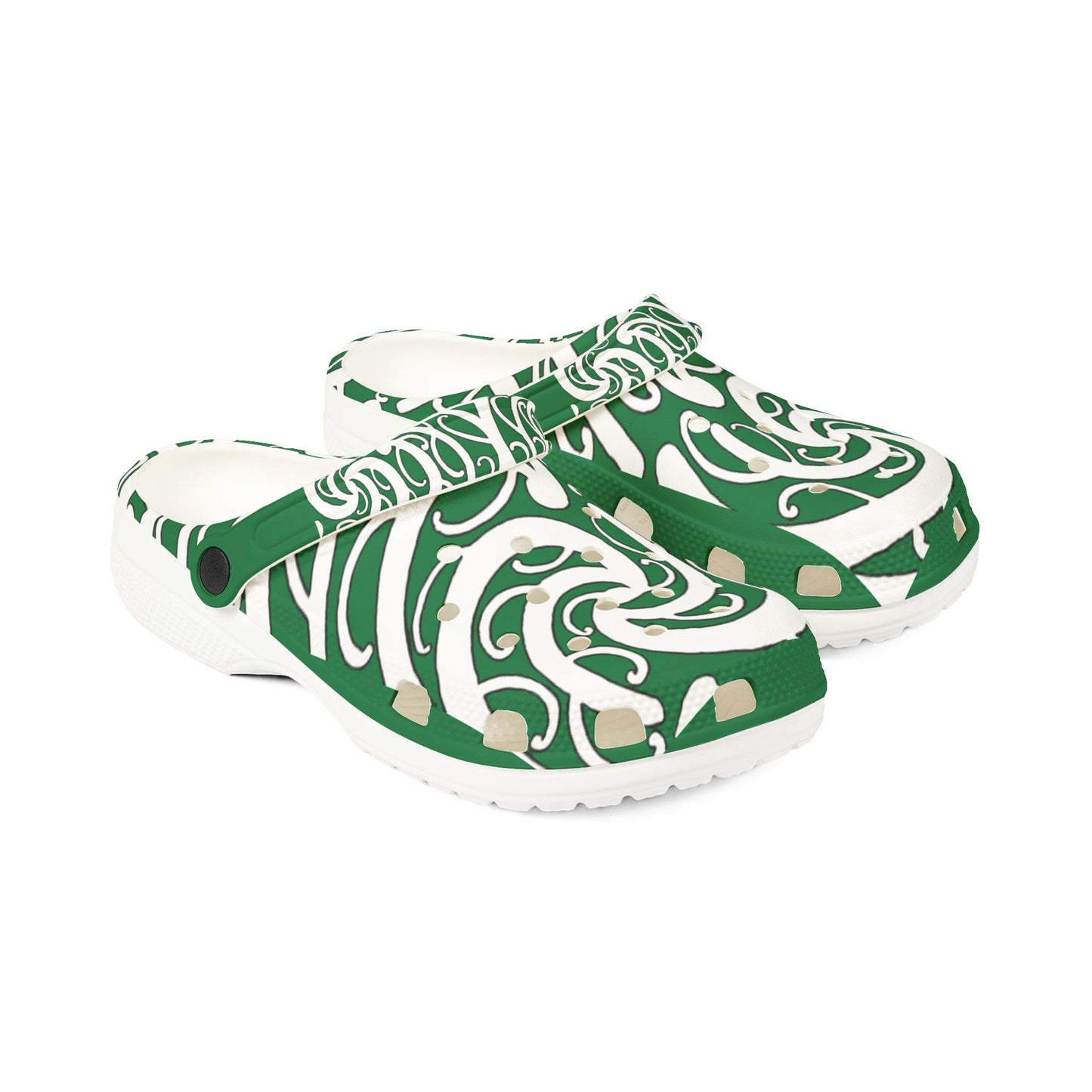Sharx 1850 Parata Kiwa Green unique hand drawn design slip-ons